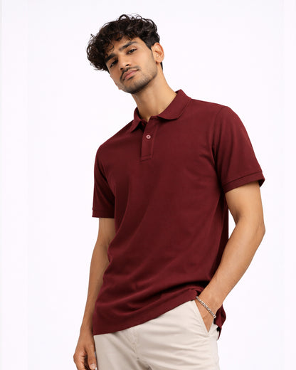 Premium Maroon Polo T-Shirt – Men's Classic Cotton Polo