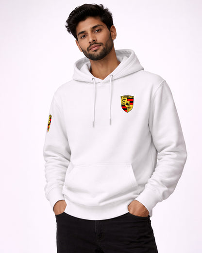 Vintage 911 Sports Car Blueprint Hoodie – Premium White