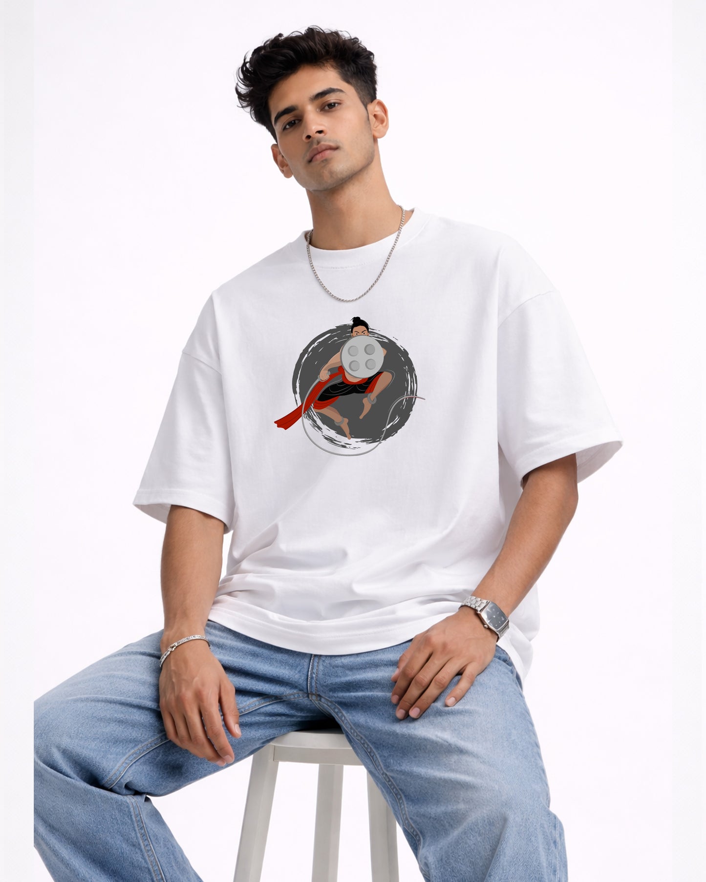 Kalari Warrior Oversized White T-Shirt – Premium Streetwear