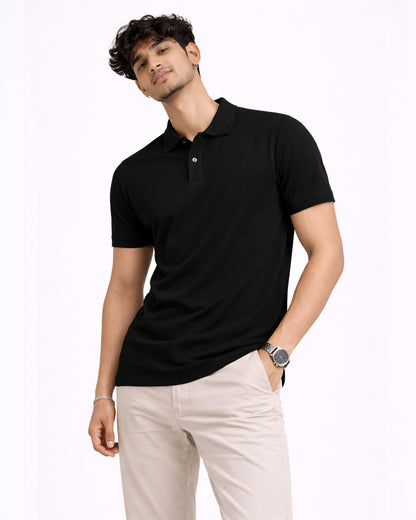 Premium Black Polo T-Shirt – Men's Classic Cotton Polo