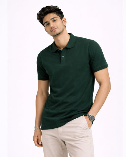 Premium Dark Green Polo T-Shirt – Men's Classic Cotton Polo