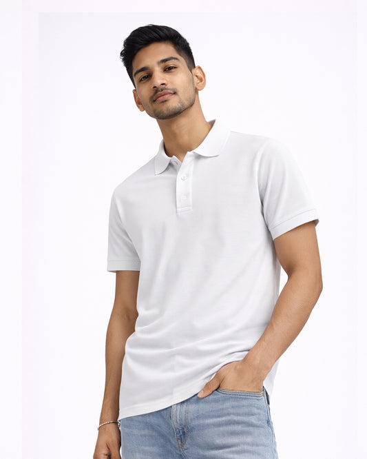 Premium White Polo T-Shirt – Men's Classic Cotton Polo
