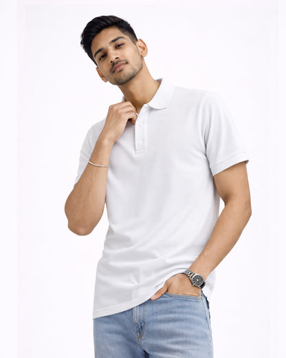 Premium White Polo T-Shirt – Men's Classic Cotton Polo