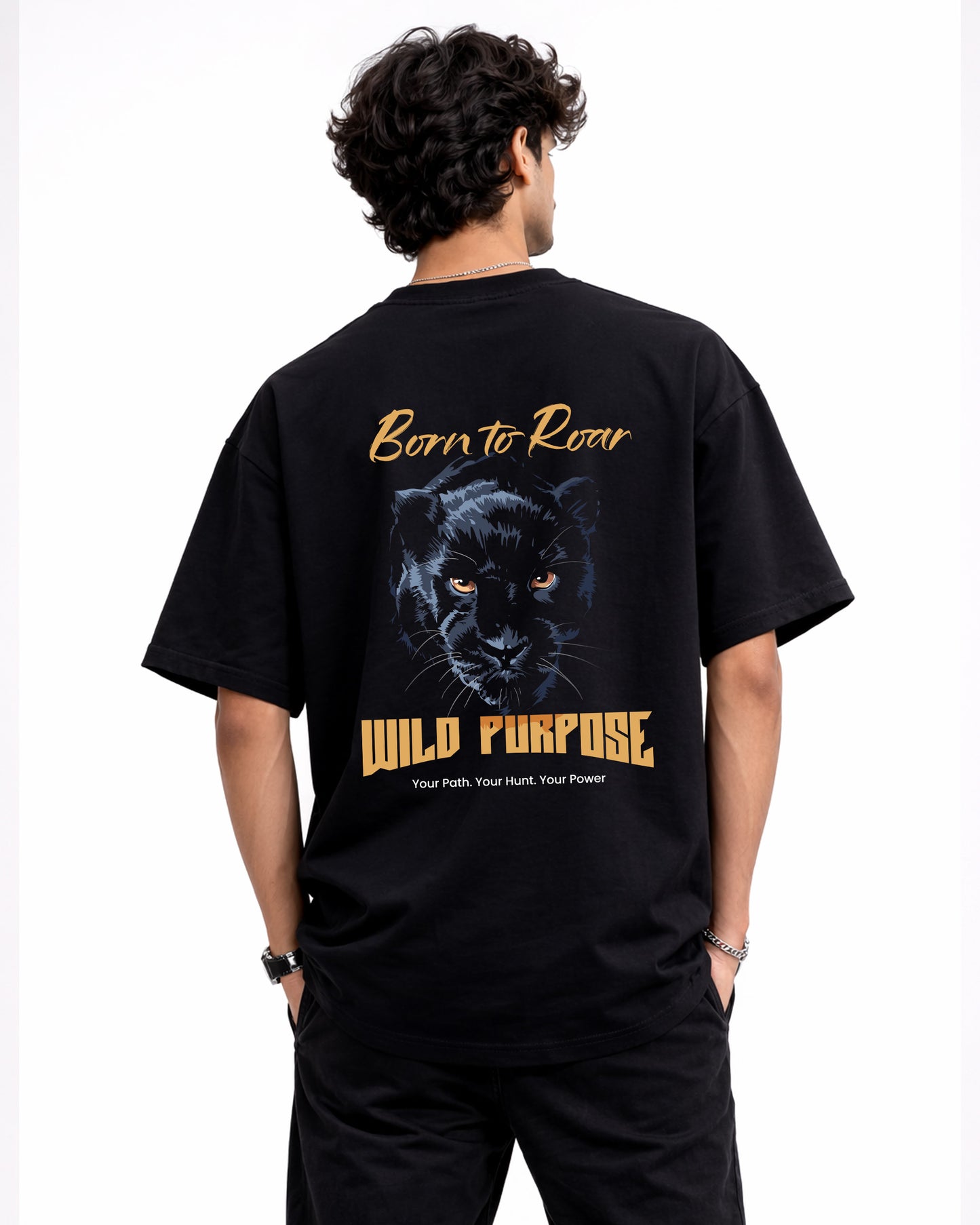 Oversized Black Graphic T-Shirt – Wild Purpose Print
